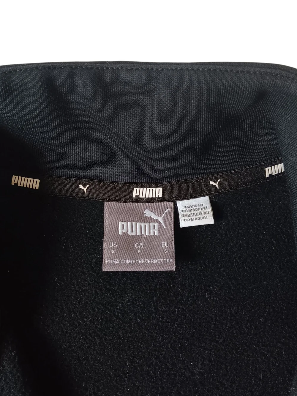 Puma men's black/white rebel quarter-zip fleece sweatshirt size S